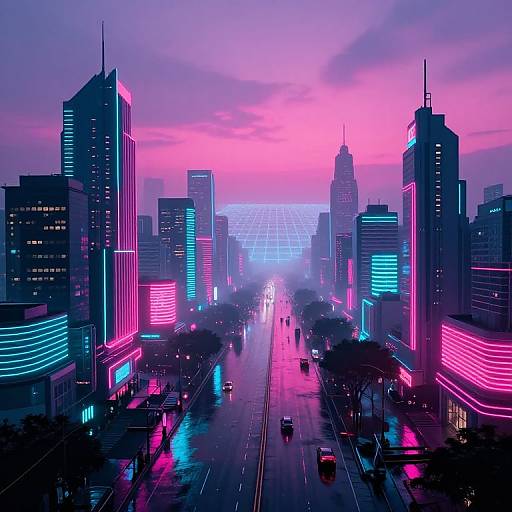 Trillwave Neon Twilight Cityscape