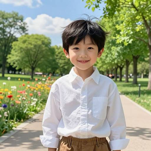 Cheerful Boy in Sunny Park