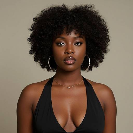 Realistic Afro Curly Bob Portrait