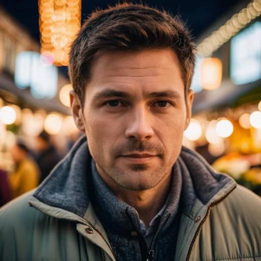 Twilight Portrait of Casual Market Man