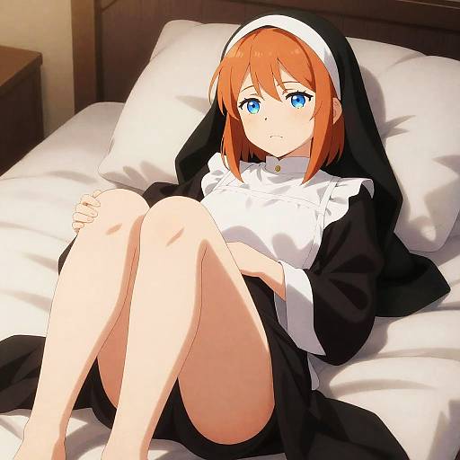 Anime Girl in Dynamic Nun Pose