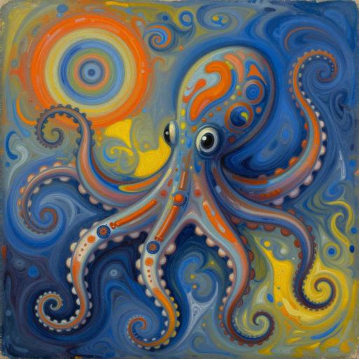 Abstract Mechanical Octopus Painting