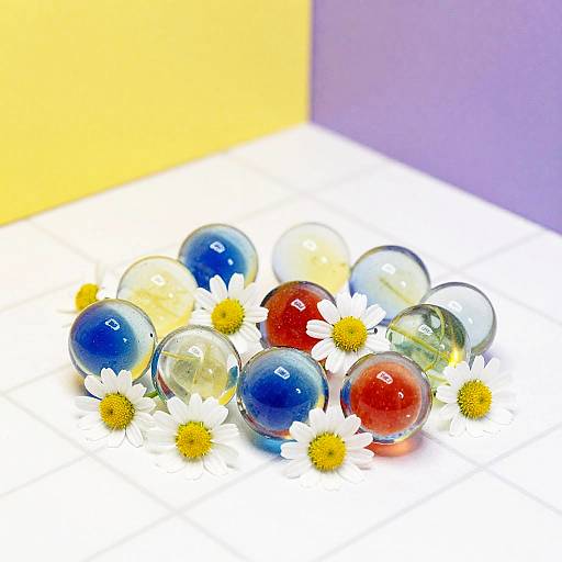Colorful Marbles and Chamomile Art