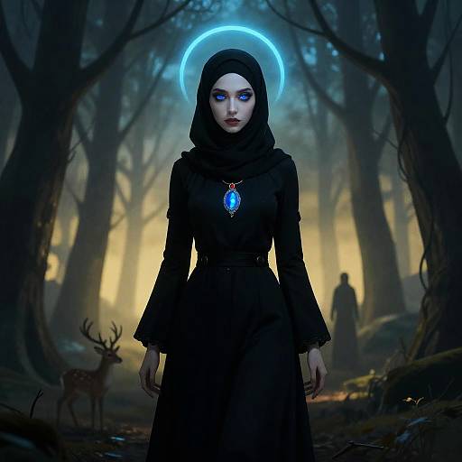 Mystical Woman in Enchanted Forest