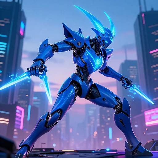 Futuristic Cyborg Warrior in Neon City