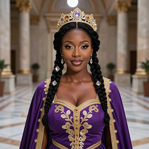 Regal African Queen in Majestic Courtyard