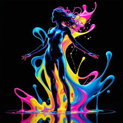 Dynamic Neon Silhouette with Abstract Shapes