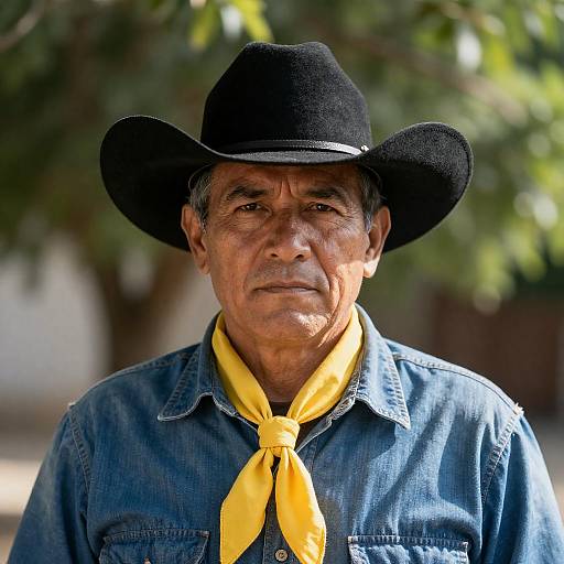 Serious Middle-Aged Cowboy Outdoors