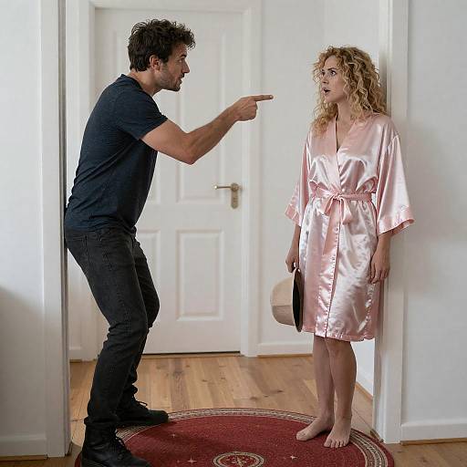 Tense Confrontation in a Doorway Scene