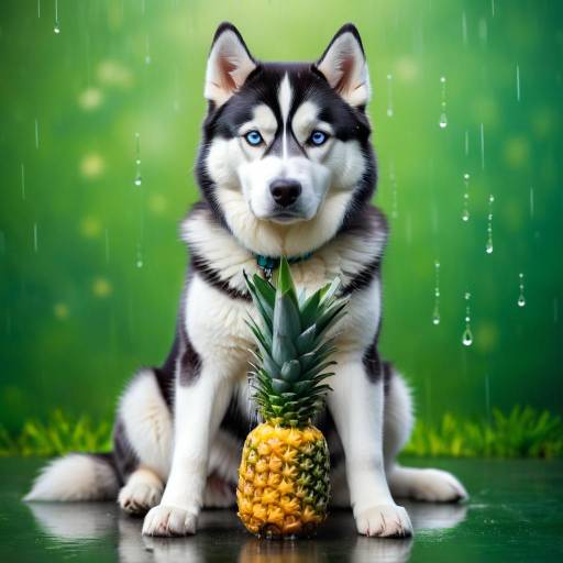Sleek Siberian Husky with Pineapple Sleek Siberian Husky with Pineapple