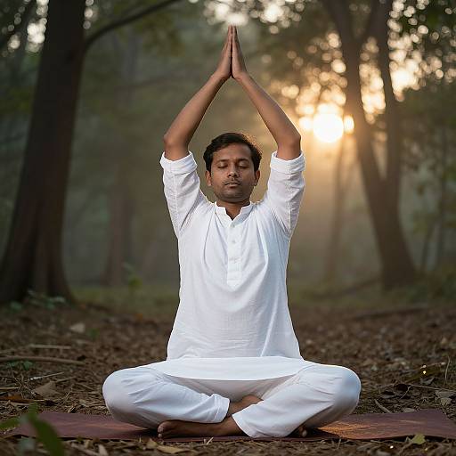 Indian Man Practicing Yoga at Sunrise