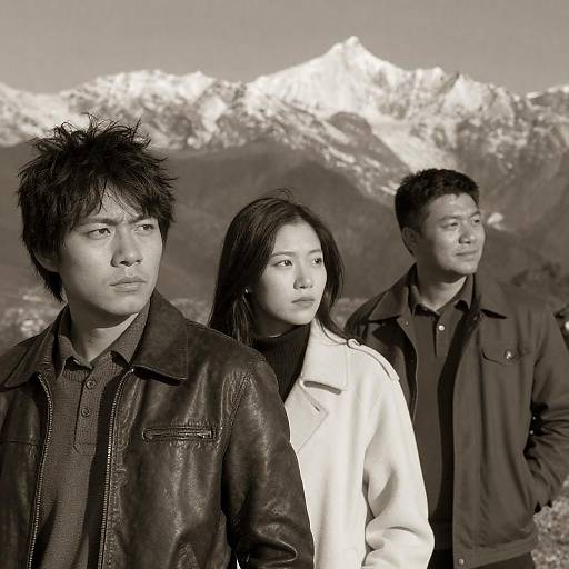 Sepia-Toned Portrait in Majestic Mountains