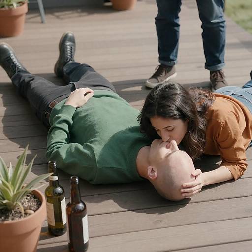 Intimate Moment on a Sunlit Deck