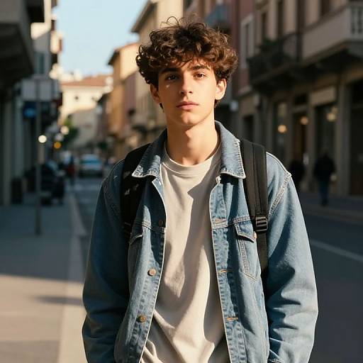 Italian Teen in Vibrant Urban Scene