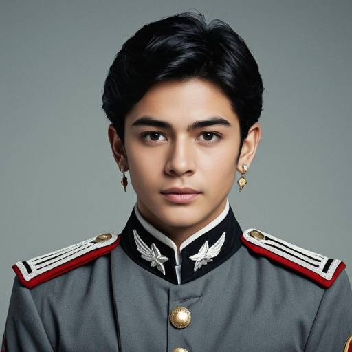 Young man in detailed military-style costume
