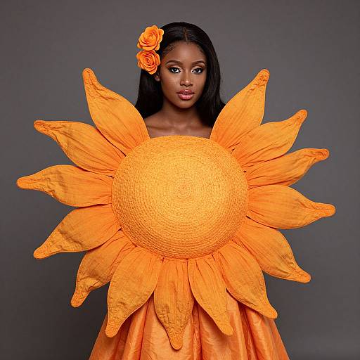 Dark-Skinned Girl in Orange Dress