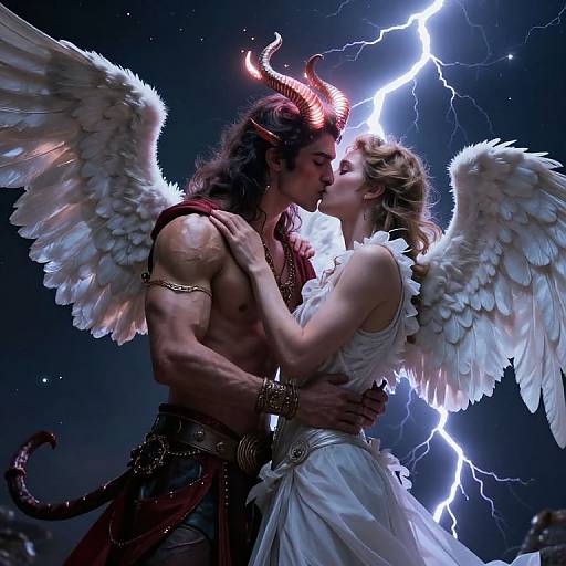 Hyper-Realistic Devil and Angel Kiss