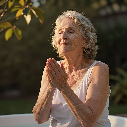 Senior Woman Meditating in Nature