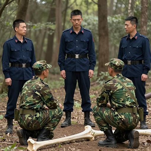 Military Scene: Soldiers in a Forest