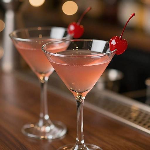 Festive Martini Glasses with Bokeh Lights