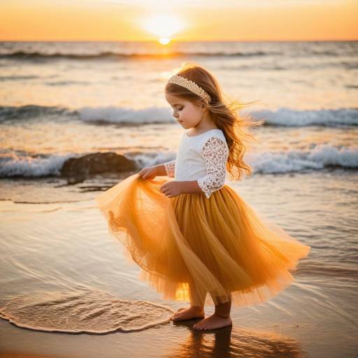 Toddler Girl at Ocean Sunset