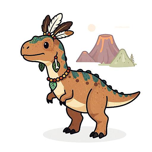 Isometric Tribal Dinosaur Portrait