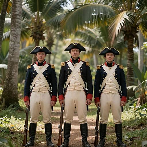 Three 18th-Century Soldiers in Jungle