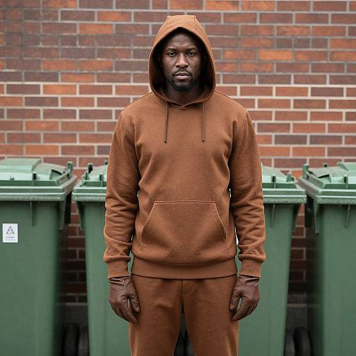 Man in Brown Hooded Outfit