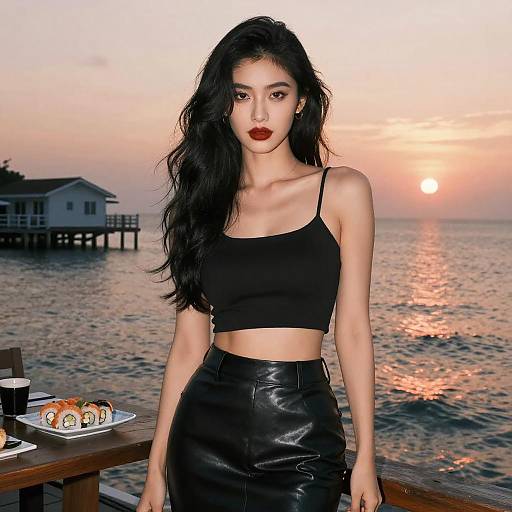 Confident Woman by Ocean Sunset