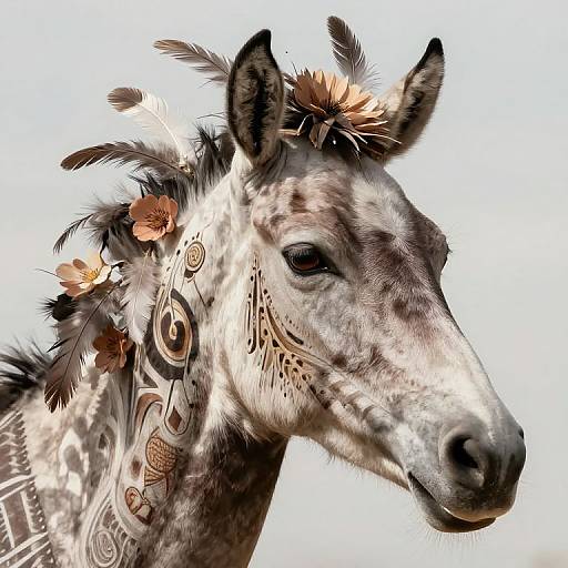 Tribal Equus Portrait with Natural Elements