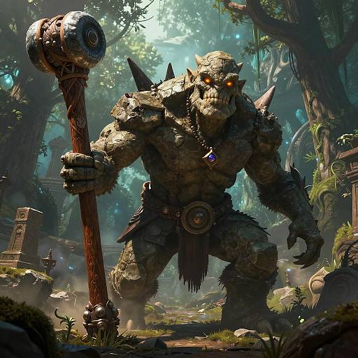 Giant Ogar in Enchanted Fantasy Landscape