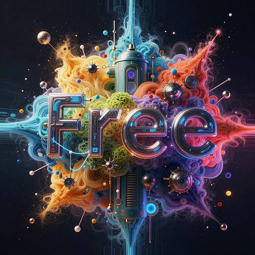 Digital artwork featuring neon 