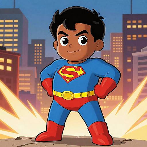 Confident Cartoon Superhero Boy