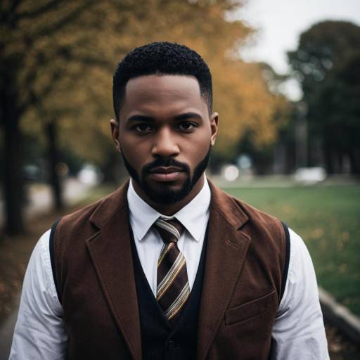 Confident Dark-Skinned Man in Formal Attire Outdoors