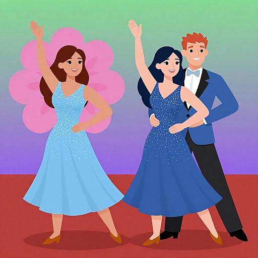 Vibrant Dance Couples Illustration