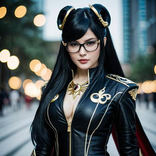 Sleek Bayonetta Cosplay with Bokeh Effect