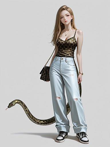 Modern Chic Woman in Snake Print