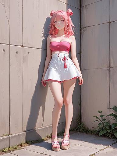 Young Woman in Summer Fashion Standing Outdoors