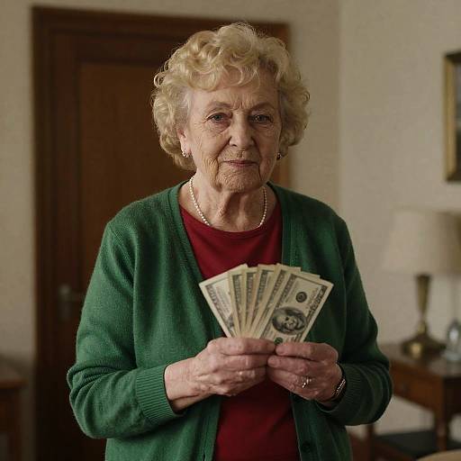 Serene Elderly Woman with Money