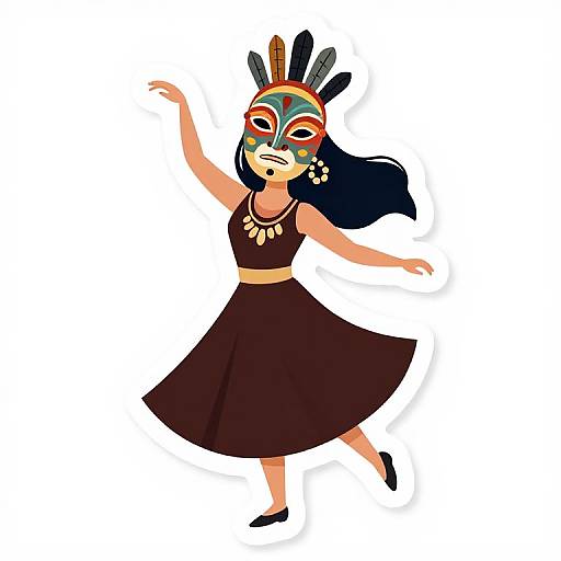 Native Masked Lady Dancer Illustration