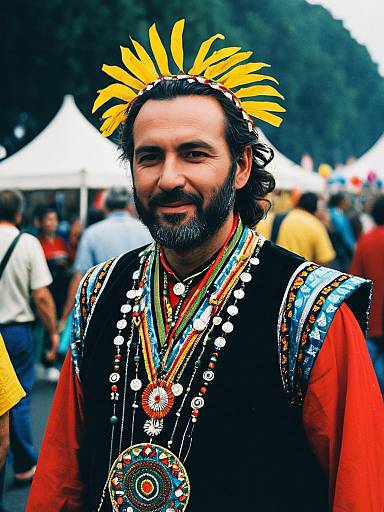 Man in Colorful Festival Costume