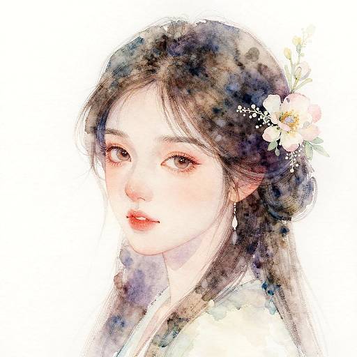 Delicate Watercolor Woman's Portrait