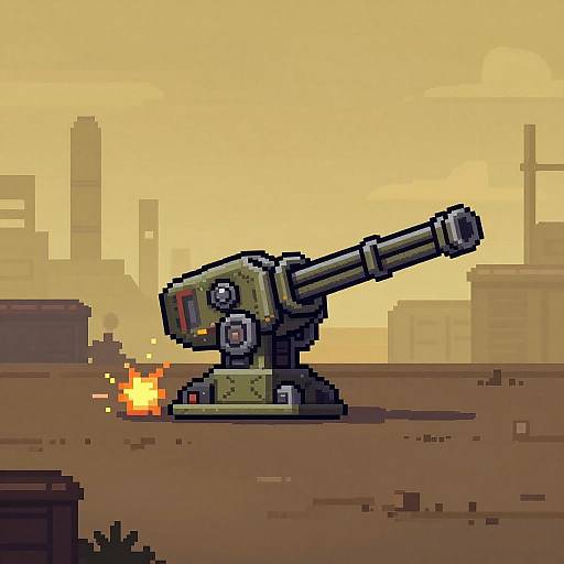 Retro Dieselpunk Artillery Pixel Art