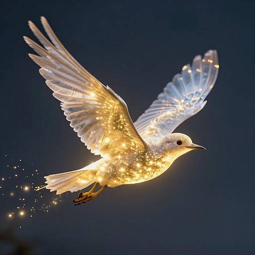 Luminous Bird Soaring Through Ethereal Sky