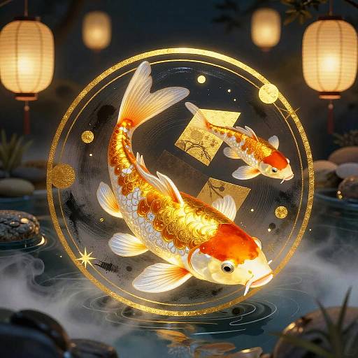 Bioluminescent Koi Lacquer and Gold Crest