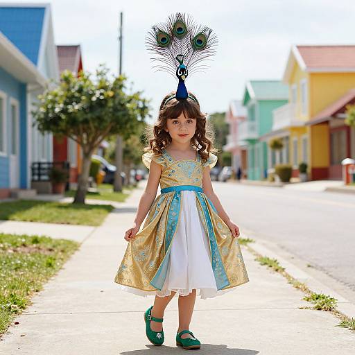 Young Girl in Peacock Headdress
