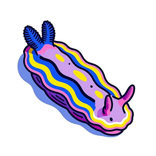 Stylized Neon Nudibranch Illustration