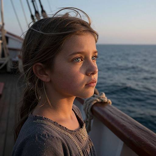 Introspective Traditional Girl by Sea