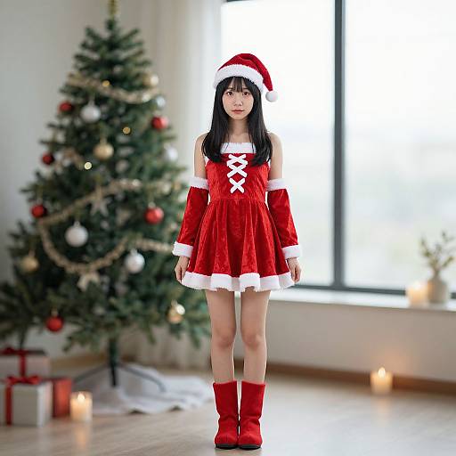 Festive Red Gown Santa Costume