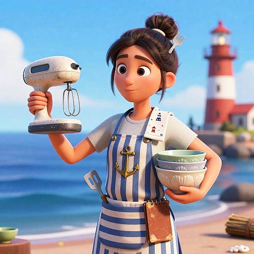 Whimsical 3D Coastal Lighthouse Keeper